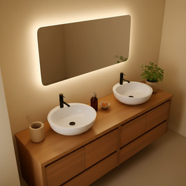 BOBO Decor מראה מלבנית מרחפת 60/120 ס""מ כולל תאורה