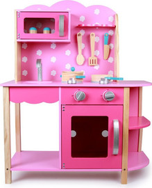 BOBO Decor מטבח עץ לילדים מעוצב בצבע ורוד