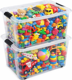 BOBO Decor סט 2 קופסאות אחסון פלסטיק 70 ליטר עם גלגלים 