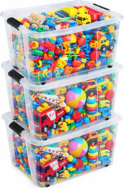 BOBO Decor סט 3 קופסאות אחסון פלסטיק 90 ליטר עם גלגלים 