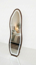 BOBO Decor מראה אמורפית עומדת כוללת תאורה עם מסגרת  עץ