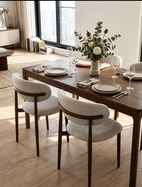 BOBO Decor זוג כיסאות אוכל מודרניים בעיצוב נורדי דגם באקו צבע אגוז