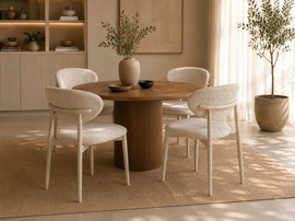 BOBO Decor סט 4 כיסאות אוכל מודרניים בעיצוב נורדי דגם באקו צבע טרוורטין