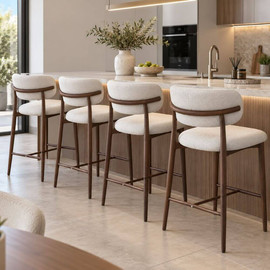 BOBO Decor סט 4 כיסאות בר בעיצוב נורדי BAKU אגוז