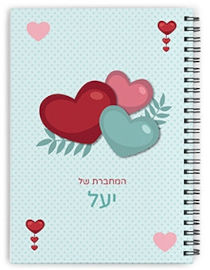 BABY-NAME מחברת ספירלה עם שם אישי והקדשה - סוג דפים אנגלית