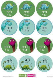 BABY-NAME סט מדבקות יומולדת 24 מדבקות עם שם וגיל הילד/ה