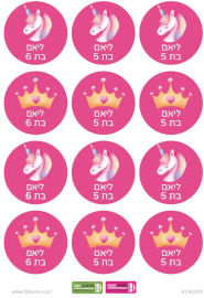 BABY-NAME סט מדבקות יומולדת 24 מדבקות עם שם וגיל הילד/ה