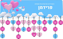 BABY-NAME לוח עץ תאריכים ימי הולדת, ימי נישואים וכל תאריך חשוב