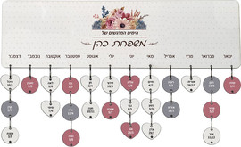 BABY-NAME לוח עץ תאריכים ימי הולדת, ימי נישואים וכל תאריך חשוב