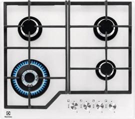 Electrolux כיריים גז 4 להבות משטח זכוכית לבן Electrolux KGG6436W