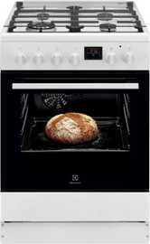 Electrolux תנור משולב גז 4 להבות מכסה זכוכית לבן Electrolux LKK620200W