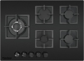 Peerless כיריים גז 5 להבות זכוכית שחור מט PEERLESS PRI-705 GMB