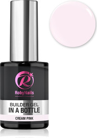 RobyNails ג’ל לבנייה BUILDER GEL בבקבוק רוביניילס צבע ורוד בהיר קרם פינק