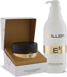 Miller שמפו גולד ללא מלחים 1000 מל + מסכה גולד E5 לשיער יבש ופגום | מילר Miller