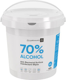 Pharmax דלי מגבונים לחיטוי 70% אלכוהול PHARMAX פארמקס 400 יחידות