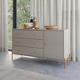 Geva Design שידת כניסה דגם לשם אפור מבריק ופרזול זהב