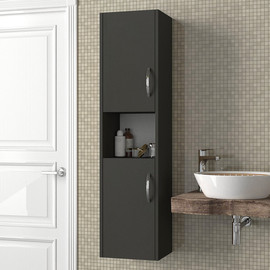 Geva Design ארון שירות לאמבטיה עם 2 דלתות דגם מריה - אפור פחם