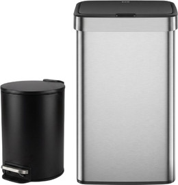 Eko מארז פחי אשפה HORIZON 50 ליטר נירוסטה+ CLASSIC פח 3 ליטר שחור