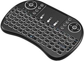 Dealbuy מיני מקלדת אלחוטית מוארת עם משטח מגע (Touchpad) וסוללה נטענת שפות עברית+אנגלית