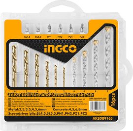 INGCO סט 16 ביטים ומקדחים