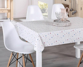 HOME מפת שולחן PVC לבנה עם פרחים רוחב 137 מר