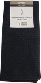 TEXSTYLE שלישיית מגבות מטבח 40/60 סמ וופל שחור 100% כותנה