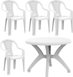 Cortico סט שולחן עגול אריאל + 4 כסאות עם מסעדי ידיים מדגם ליבי
