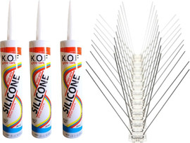Cortico 100 דוקרנים להרחקת יונים כולל 3 יח' דבק סיליקון במתנה