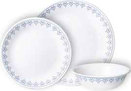 Corelle סט צלחות קורל 12 חלקים ל4 סועדים של קורנינג דגם Patchwork  תוצרת ארה"ב