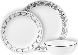 Corelle סט צלחות קורל 18 חלקים 6 סועדים של קורנינג דגם Cusco תוצרת ארה"ב