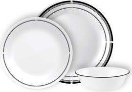 Corelle סט צלחות קורל 12 חלקים ל4 סועדים של קורנינג דגם Brasserie  תוצרת ארה"ב