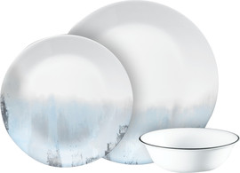 Corelle סט צלחות קורל 36 חלקים ל12 סועדים של קורנינג דגם Tranquil Reflection תוצרת ארה"ב