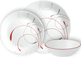 Corelle סט צלחות קורל 18 חלקים ל6 סועדים של קורנינג דגם Splendor Round תוצרת ארה"ב