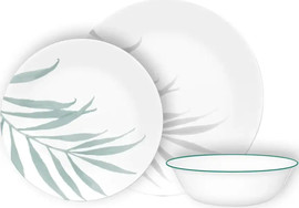 Corelle סט צלחות קורל 18 חלקים ל6 סועדים של קורנינג דגם Solar Print  תוצרת ארה"ב