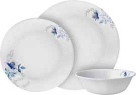 Corelle סט צלחות קורל 36 חלקים ל12 סועדים של קורנינג דגם Blue Floral תוצרת ארה"ב