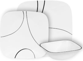 Corelle סט צלחות קורל  18 חלקים 6 סועדים דגם Simple Lines