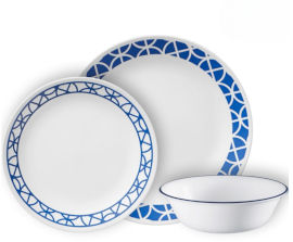 Corelle סט צלחות קורל 18 חלקים 6 סועדים דגם  Cobalt Circle
