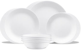 Corelle סט צלחות קורל 16 חלקים ל4 סועדים של קורנינג  דגם WINTER FORST WHITE תוצרת ארה"ב