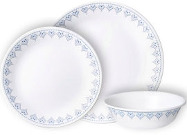 Corelle סט צלחות קורל 18 חלקים ל6 סועדים דגם Patchwork  תוצרת קורנינג ארה"ב