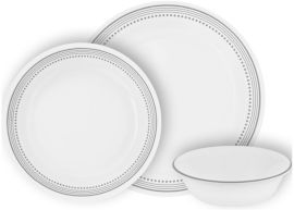 Corelle סט צלחות קורל 18 חלקים ל6 סועדים של קורנינג  דגם Mystic Gray  תוצרת ארה"ב