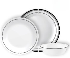 Corelle סט צלחות קורל 18 חלקים ל6 סועדים של קורנינג  דגם Brasserie  תוצרת ארה"ב