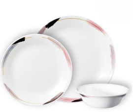 Corelle סט צלחות קורל 36 חלקים ל12 סועדים של קורנינג  דגם Chic brush תוצרת ארה"ב