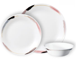 Corelle סט צלחות קורל 18 חלקים ל6 סועדים של קורנינג  דגם Chic brush תוצרת ארה"ב