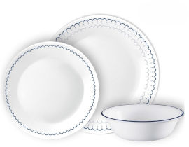 Corelle סט צלחות קורל 54 חלקים ל18 סועדים קורל  דגם Caspian  תוצרת קורנינג ארה"ב