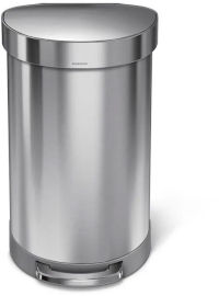 SimpleHuman פח דוושה חצי עגול נירוסטה  45 ליטר סימפלהיומן  ארה"ב