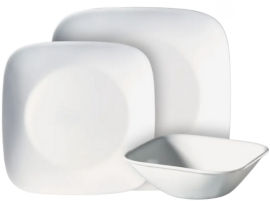 Corelle סט צלחות קורל 12 חלקים ל4 סועדים דגם Pure White