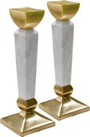 Be Unique זוג פמוטים יוקרתיים עשויים BRASS זהב ושיש לבן 30X10X10 ס"מ