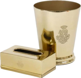 Be Unique סט פח וקופסא לטישו עשוי BRASS מהודר בצבע זהב