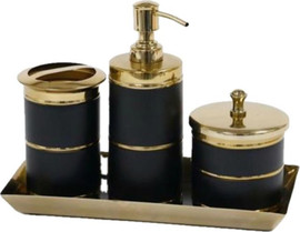 Be Unique סט אמבטיה ומקלחת 4 חלקים עשוי BRASS שחור ושילוב זהב
