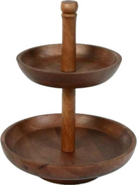 Be Unique כלי הגשה מעוצב 2 קומות עשוי עץ מנגו חום 31X31X41